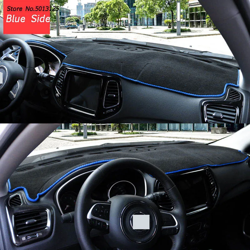 Left Blue Side Для Jeep Compass коврик для приборной панели автомобиля накладка анти-УФ солнцезащитный тент приборная панель ковер автомобильные аксессуары - Название цвета: Left Blue Side
