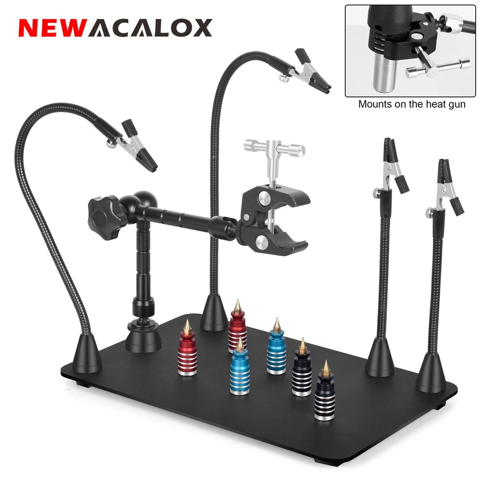 soldering stations NEWACALOX Strong Magnetic Base PCB Holder Third Hand Tool Welding Repair Tool Soldering Stand Heat Gun Bracket Helping Hands cheap stick welder