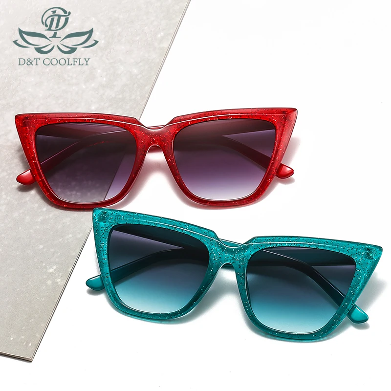 

D&T 2020 New Cat Eye Sunglasses Women Men Fashion Luxury Vintage Cateye Color Lens PC Frame Sexy Party Black Sunglasses UV400