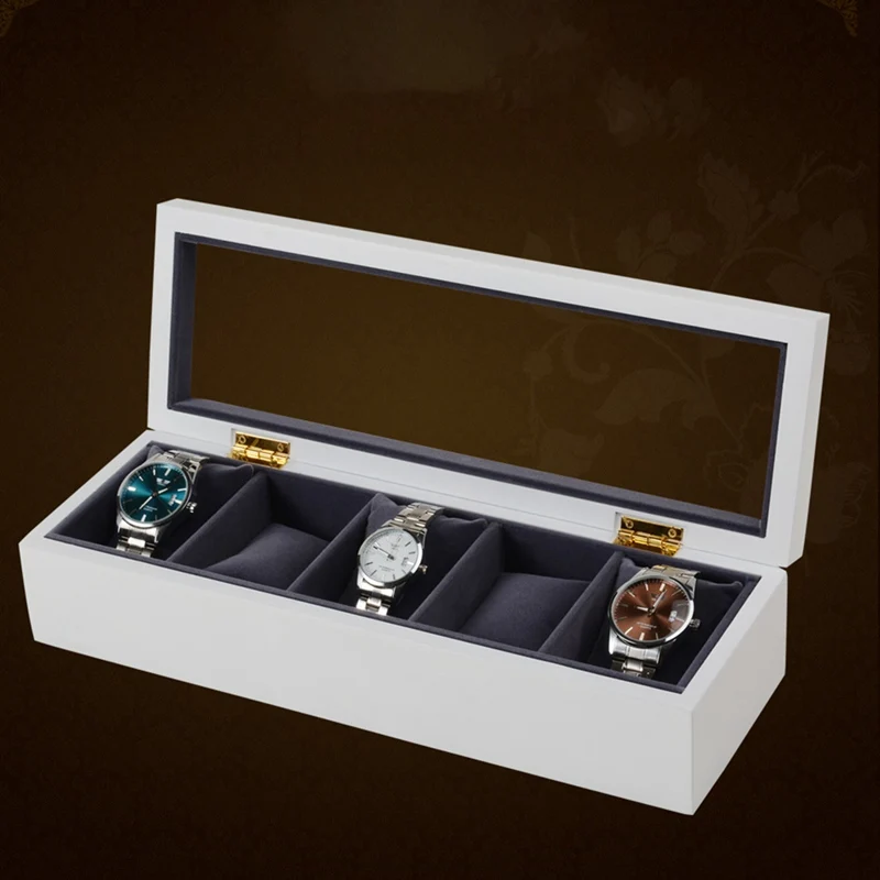 5 Slot / Grid Watch Box Portable Wooden Display Container Storage Holder Travel Organizer Case Gift unique and beautiful box