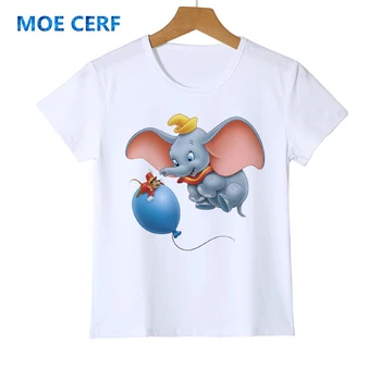 

Cute Elephant Tshirt Cartoon Top Tees Children's Dumbo Printed T Shirt Kids Cool l Short Sleeve Tops Clothes Y31-3