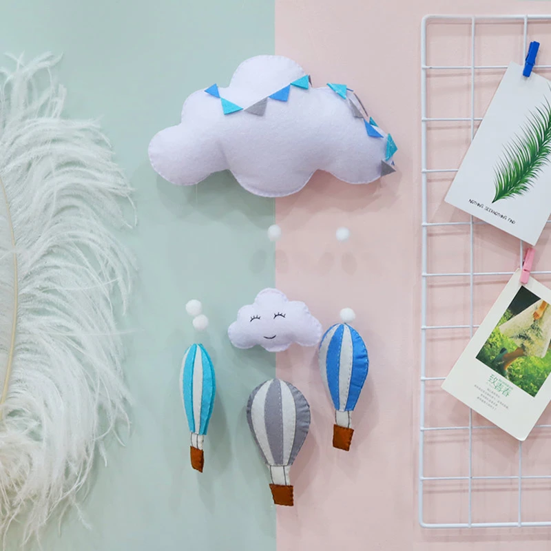 Aguja Para Manualidades Globo De Nube De Fieltro Campanas Eolias Adornos Para Cama De Bebe Kits De Artesania Regalo De Costura Hecho A Mano Paquete De Material De Fieltro De Navidad Envases Diy