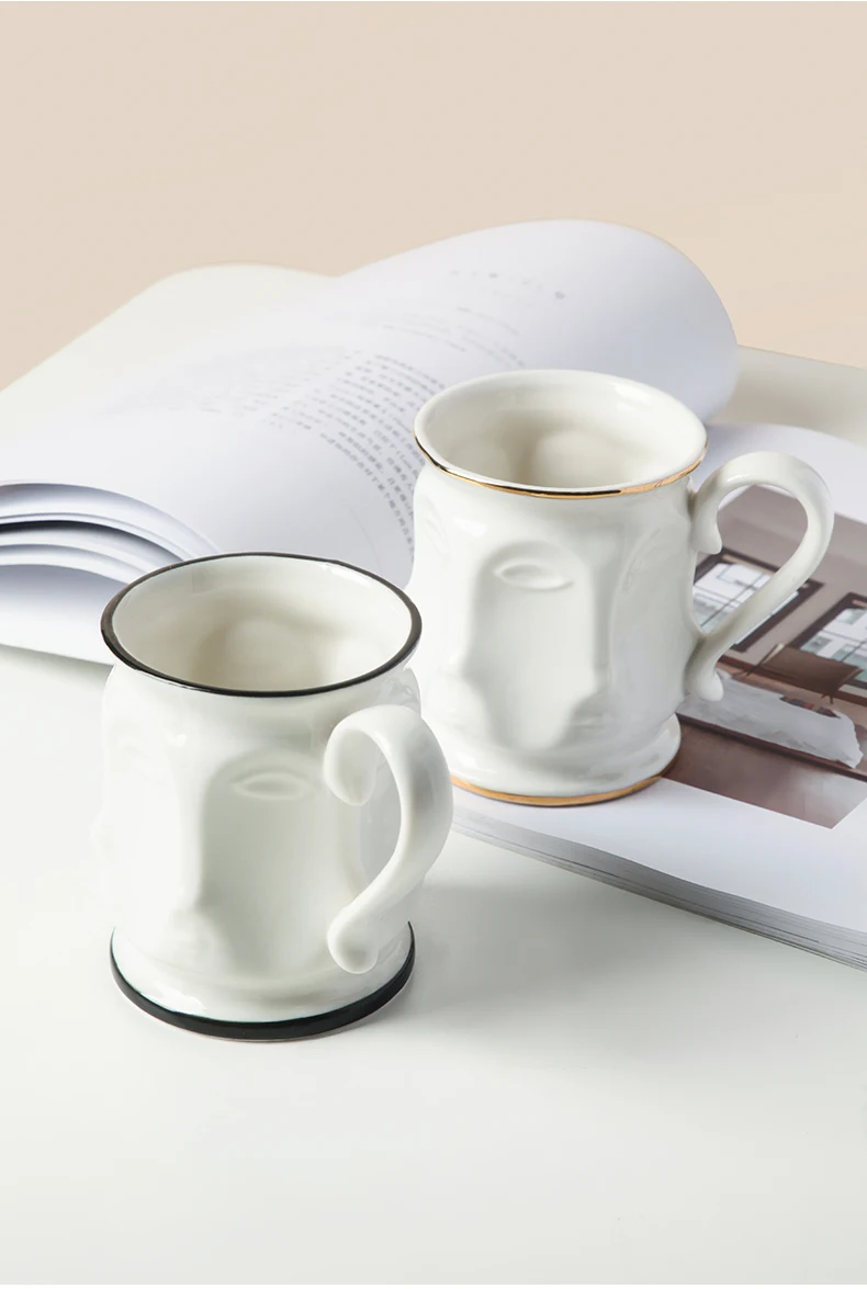 Creativity Face Shape Phnom Penh Coffee Milk Drink Coke Travel Handle Portable Ceramics Mug Office Tea Cup Adult Water Cup