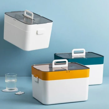 

Plastic Household First Aid Box Portable Small Medicine Box Household Medicine Clamshell Storage Box