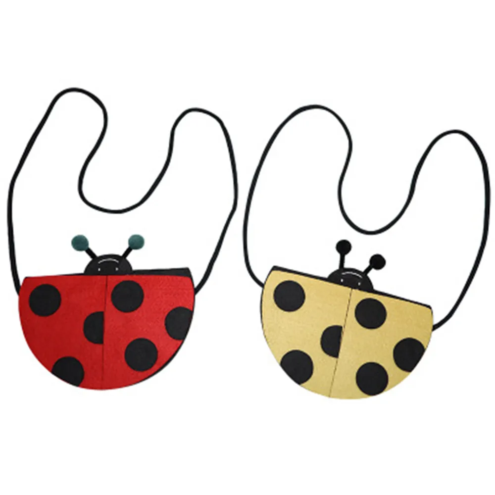 

Children Girl Kids Coin Purse Bag Hobos Mini Small Cute Cartoon Ladybug Solid Korean Accessories Wholesale Gift