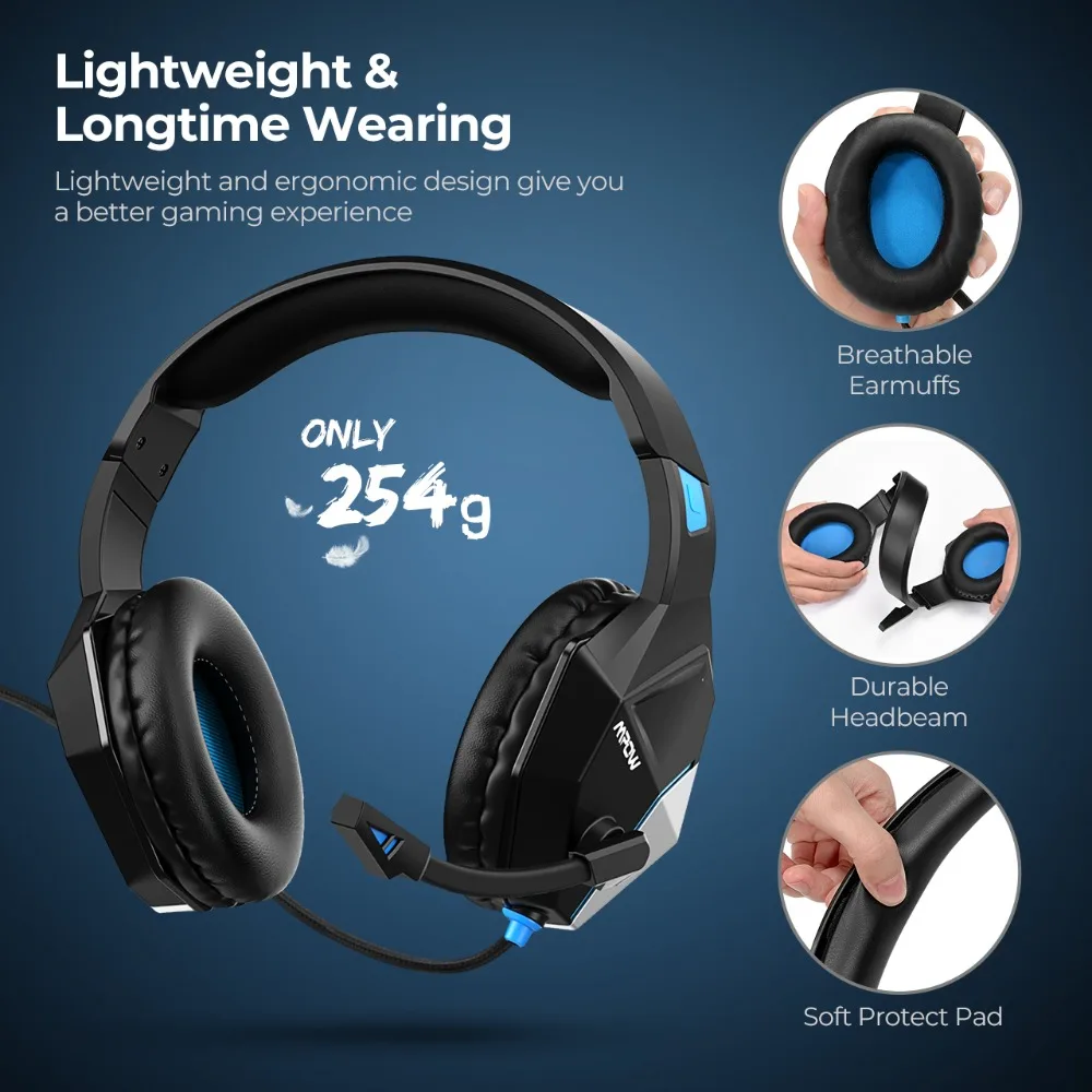 Mpow EG10 Gaming Headset USB 3.5mm Wired PC Gaming Headphones With Surround Sounds Noise Canceling Mic For PC Gamer For PS4 Xbox (4)