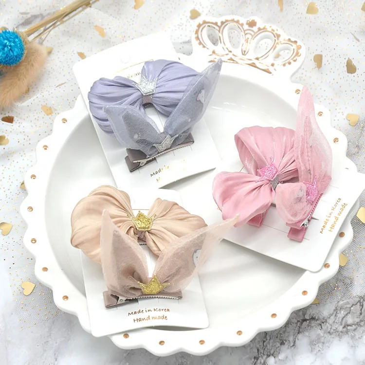 

South Korea Children Hair Bow Girls Rabbit Eared Barrettes Little Girl Baby Headband Head Accessories Barrettes Side Clip