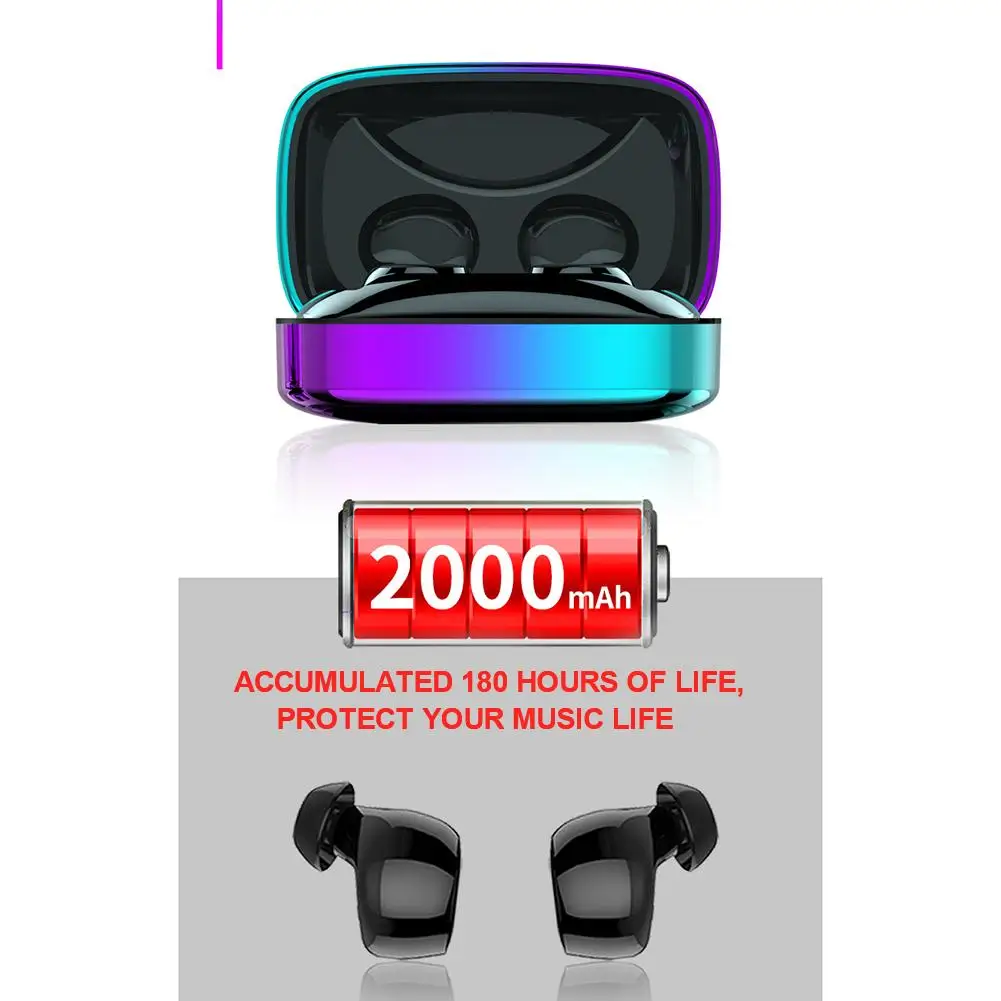 TWS Bluetooth 5,0 сенсорные беспроводные bluetooth-наушники с функцией распознавания отпечатков пальцев, водонепроницаемая гарнитура с зарядным устройством, интеллектуальный цифровой дисплей