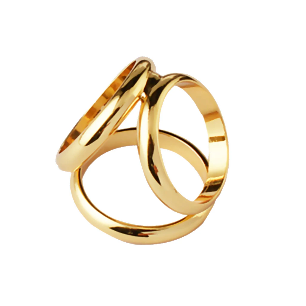Tricyclic Round Gold Tone Scarf Ring Silk Scarf Clip Three Rings Buckle Lady Girls Fashion Jewelry