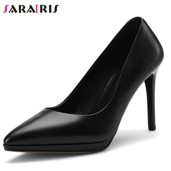 

SARAIRIS New Ladies Spring Mature Pointed Toe Pumps OL High Thin Heels Pumps Women Elegant Shallow Office Shoes Woman