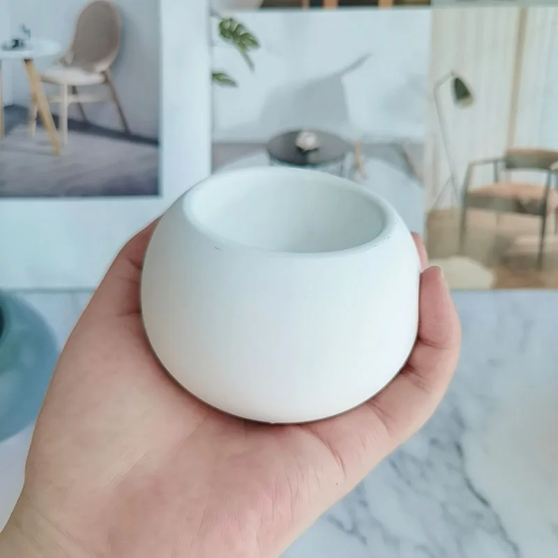 Round Cement Clay Candle Holder Molds Concrete Planter Silicone Flowerpot Container Mold Plaster Candle Cup Epoxy Resin Mould silicone mold flower silicone mould