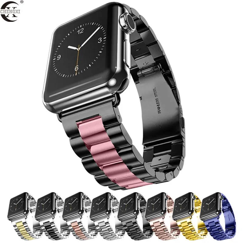 Ремешок, ремешок из нержавеющей стали Apple Watch 42 мм 38 мм 1 2 3 4 двойной цвет металлический браслет для iWatch серии 4 5 44 мм 40 мм аксессуары