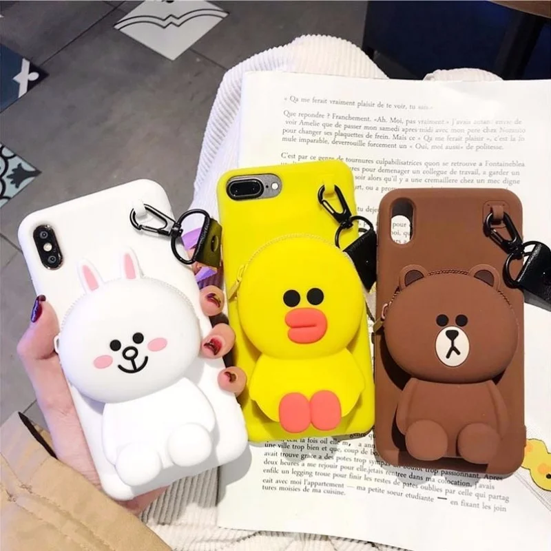 Мультяшный кошелек на молнии чехол для телефона для iPhone 6 6s Plus 7 8 Plus X XR XS Max мягкий силиконовый кошелек сумка чехол s