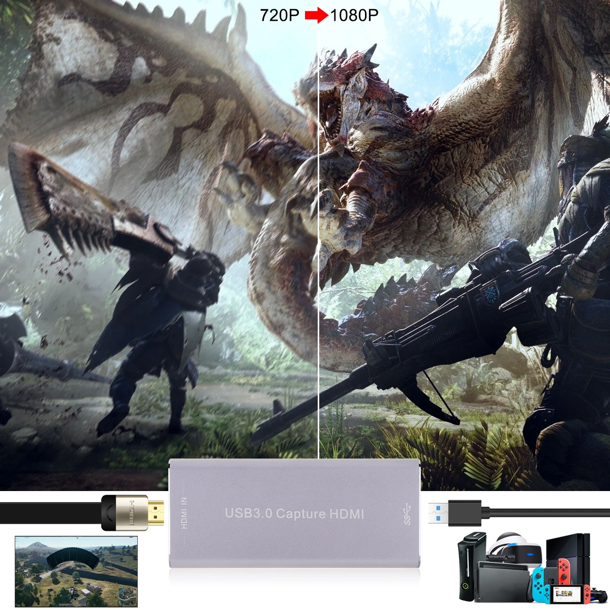 1080P 60FPS USB3.0 UVC HD карта видеозахвата HDMI/SDI 1080P HD коробка видеозахвата с высокоскоростным интерфейсом и дизайном без шнуровки