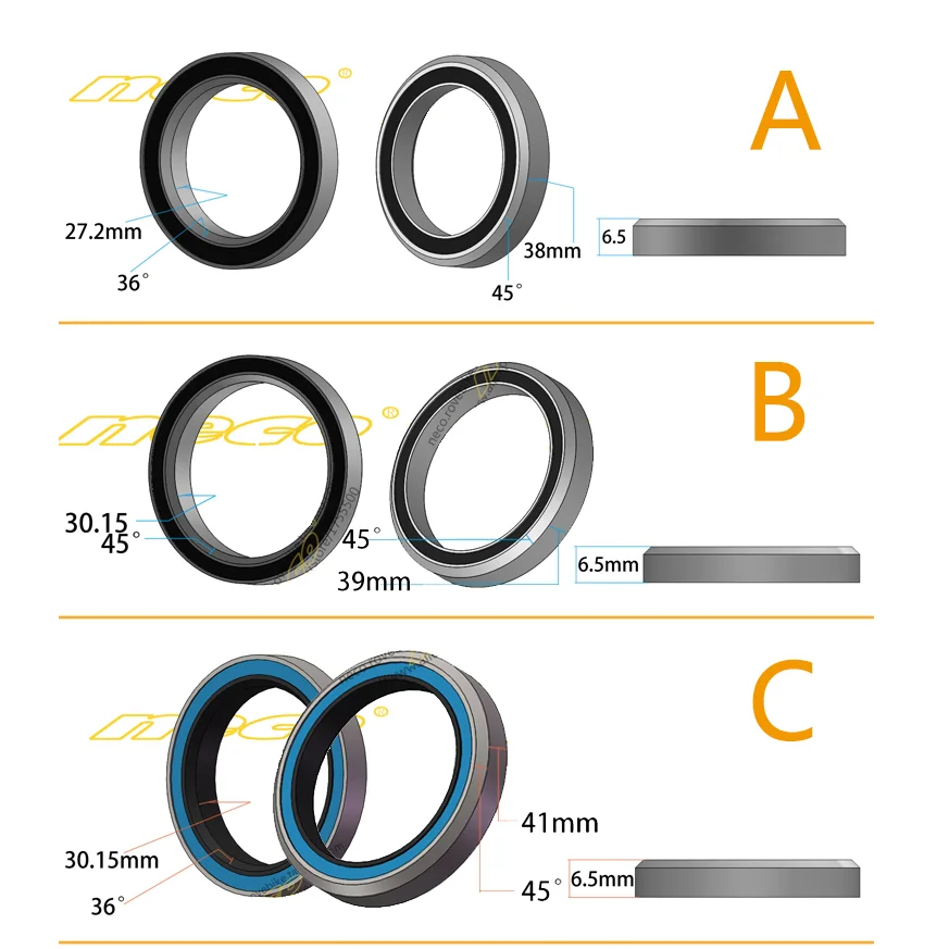 Neco дорожный велосипед подшипник гарнитура для горного велосипеда подшипник; р-р 38, 39-41 41,8 43,8 44 46,8 46,9, 47(Европа) 48,9 49 50,8 51 51,8 52 мм для гигантский
