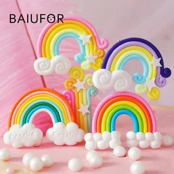 

BAIUFOR Figurines & Miniatures Rainbow Polymer Clay Candy 3D Cabochons For DIY Party Kids Gift Crafts Making Scrapbooking DIY
