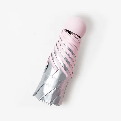 Серебряный титановый карманный зонтик капсула зонтик мини-светильник маленькие карманные зонтики анти-УФ Складные компактные Чехлы Солнечный дождливый - Цвет: Pink-6K
