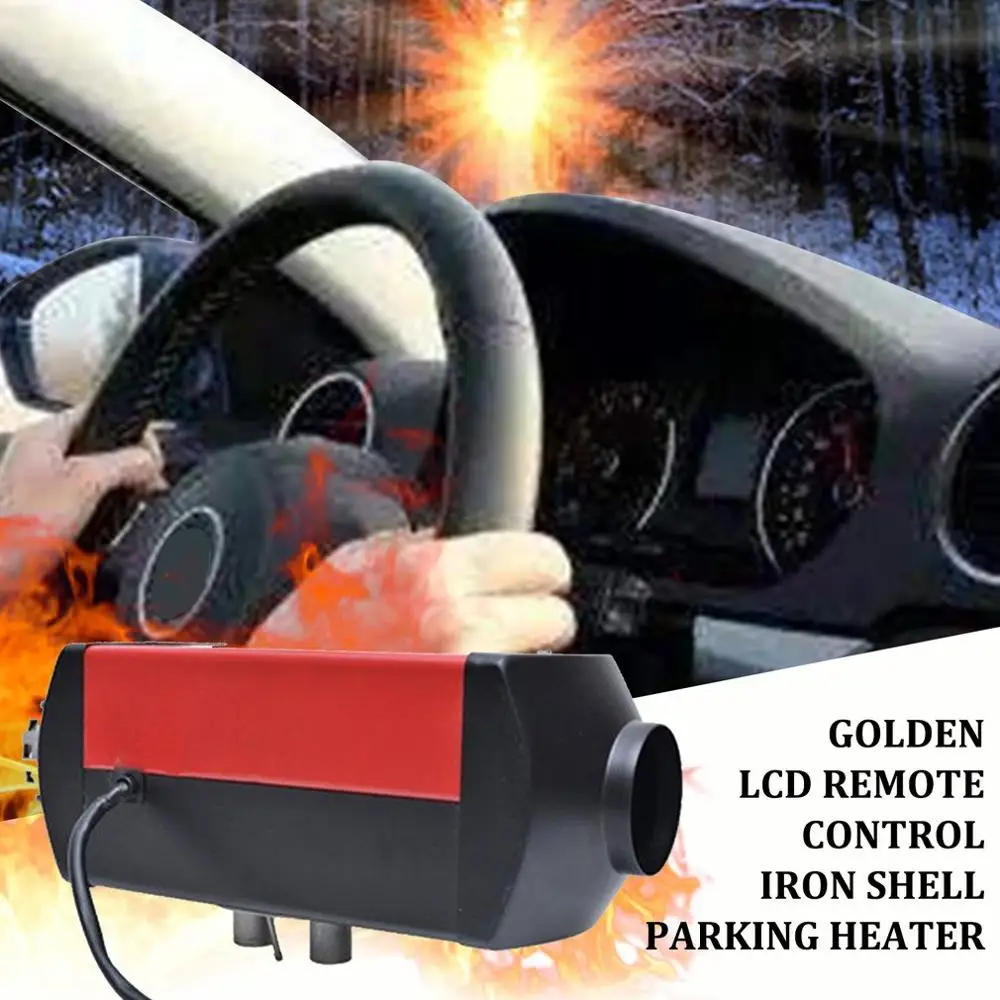24V 5000W портативная одна машина Lcd пульт дистанционного управления красный стояночный топливный воздушный обогреватель Многофункциональный экономичный - Цвет: black red cover