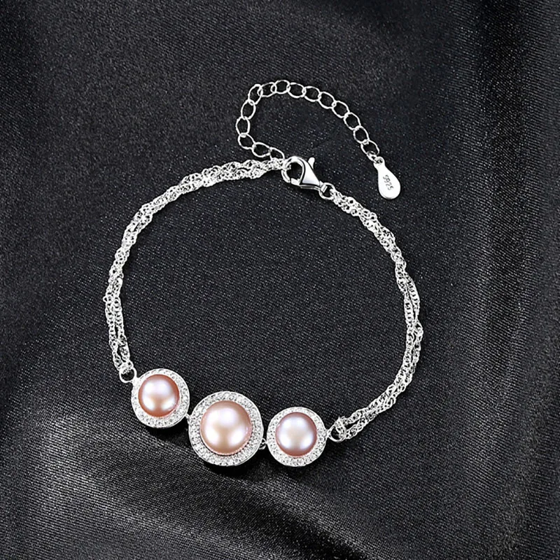 Jellystory Charm S925 Sterling Silver Pearl Bracelet with AAA Zircon Gemstones for Women Fine Jewelry Ornaments Friendship Gifts