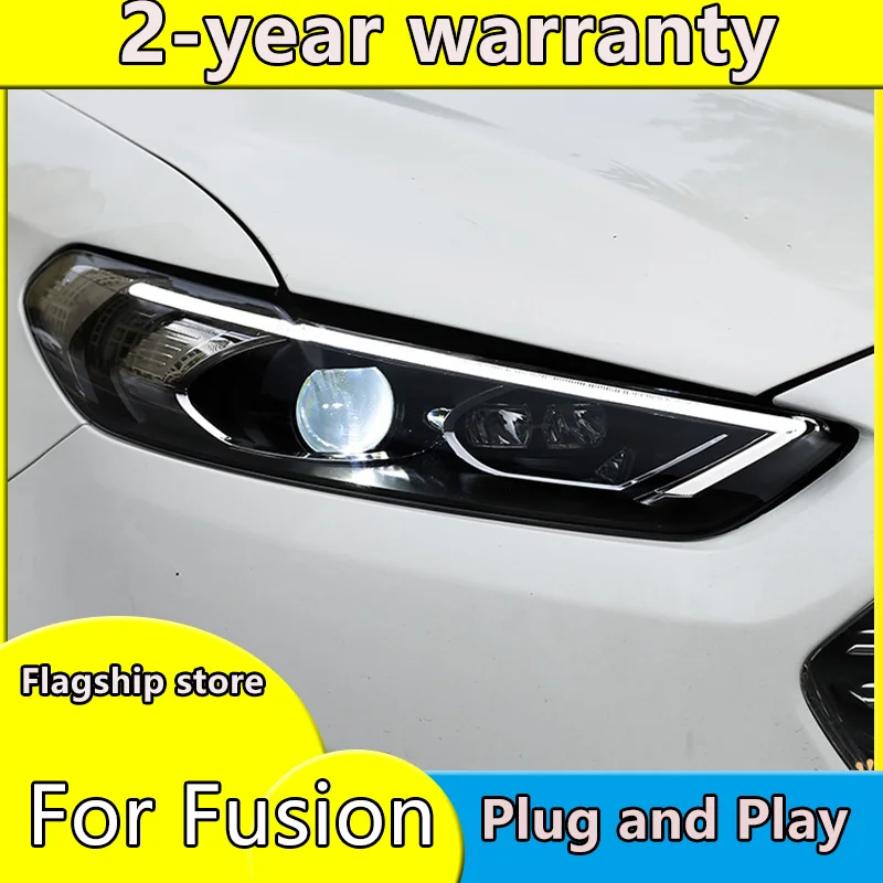 Тюнинг автомобильных фар для Ford Mondeo Fusion 2013 2016 светодиодные фары DRL ходовые огни Bi