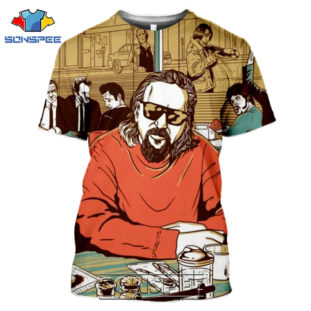 Мужские и женские футболки SONSPEE с объемным принтом The Big Lebowski Повседневная Уличная