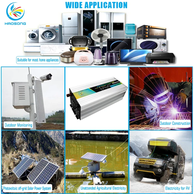 Pure Sine Wave Power Inverter 4000W DC 12V 24V 48V 60V to AC 220V Peak ...
