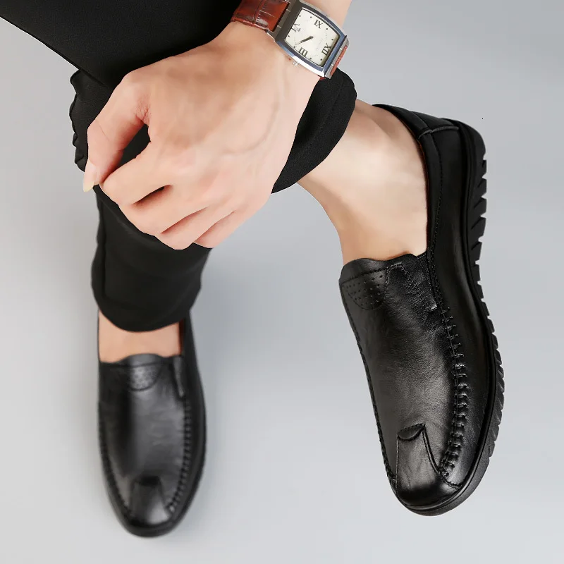 

Genuine Leather Shoes Men Cow Leather Casual Shoes fashion breathable Male Outdoor Men Flats Walking Lace-Up Man Footwear shoes