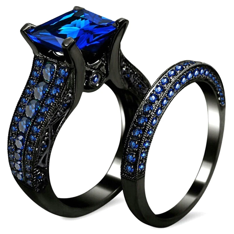 Style2 Blue 2 шт/комплект 4 женская роскошь очаровательный кристалл невеста кольцо женские свадебные кольца ZC обручальное кольцо очаровательное драгоценности - Цвет основного камня: Style2 Blue