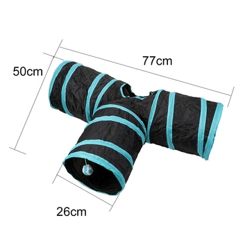 Funny Pet Cat Tunnel Kitten Toys 3 Holes Tunnel Tubes 2 Colors Play Tubes Balls Foldable Storage Pet Supplies 4