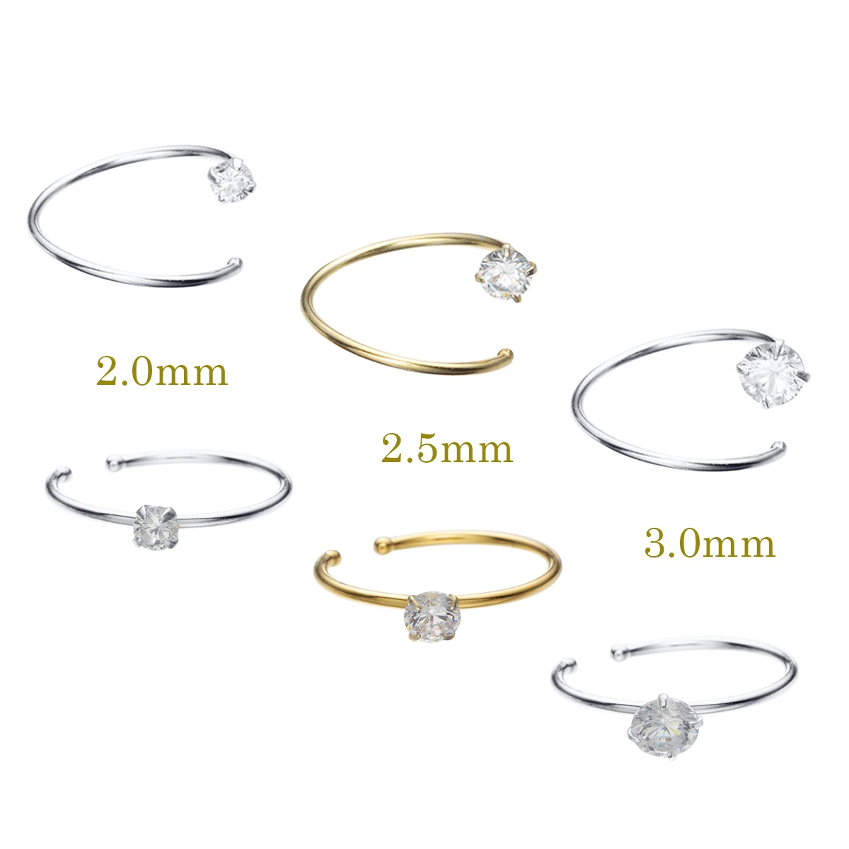 Nose piercings 925 Sterling Silver Heart Star Round Shape Shiny Zircon Nose Ring Piercing Jewelry