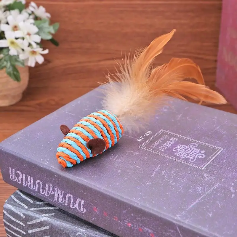 Котенок питомец игрушка сизаль Когтеточка с пером кот игрушки для игр котенок интерактивный устойчивость к укусу игрушка для кошки