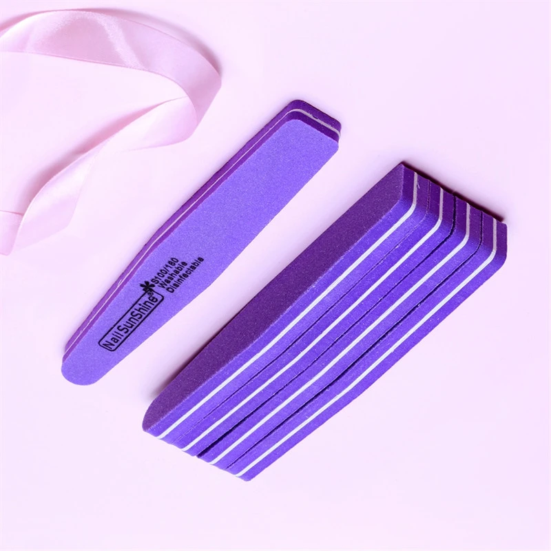 

1pcs Nail Files Purple 100/180 Sanding Washable Sponge Block Buffer Files Grit For Polish Pedicure Manicure Tool Nail File x1pcs