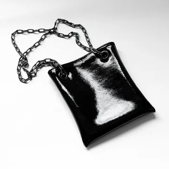 

Genuine Leather Black Retro Simple Mobile Phone Bag 2020 Women Chain Messenger Bags Small Envelope Bag Small Shoulder Bag
