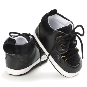 

0-18M Autumn Fashion Baby Boys Newborn First Walker Patchwork Design Anti-Slip Sneakers Toddler Soft Soled PU Casual Shoes