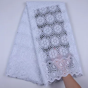 

African Lace Fabric High Quality Lace White Cotton Nigerian Embroidered Swiss Voile Lace in Switzerland Wedding Decoration Y1723
