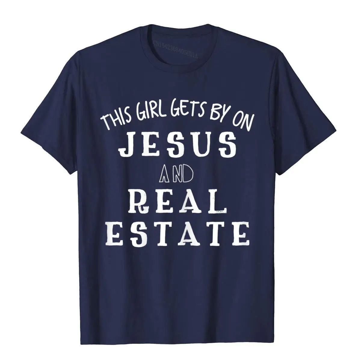 Womens This Girl Gets By On Jesus and Real Estate Realtor T-shirt T-Shirt__B9446navy