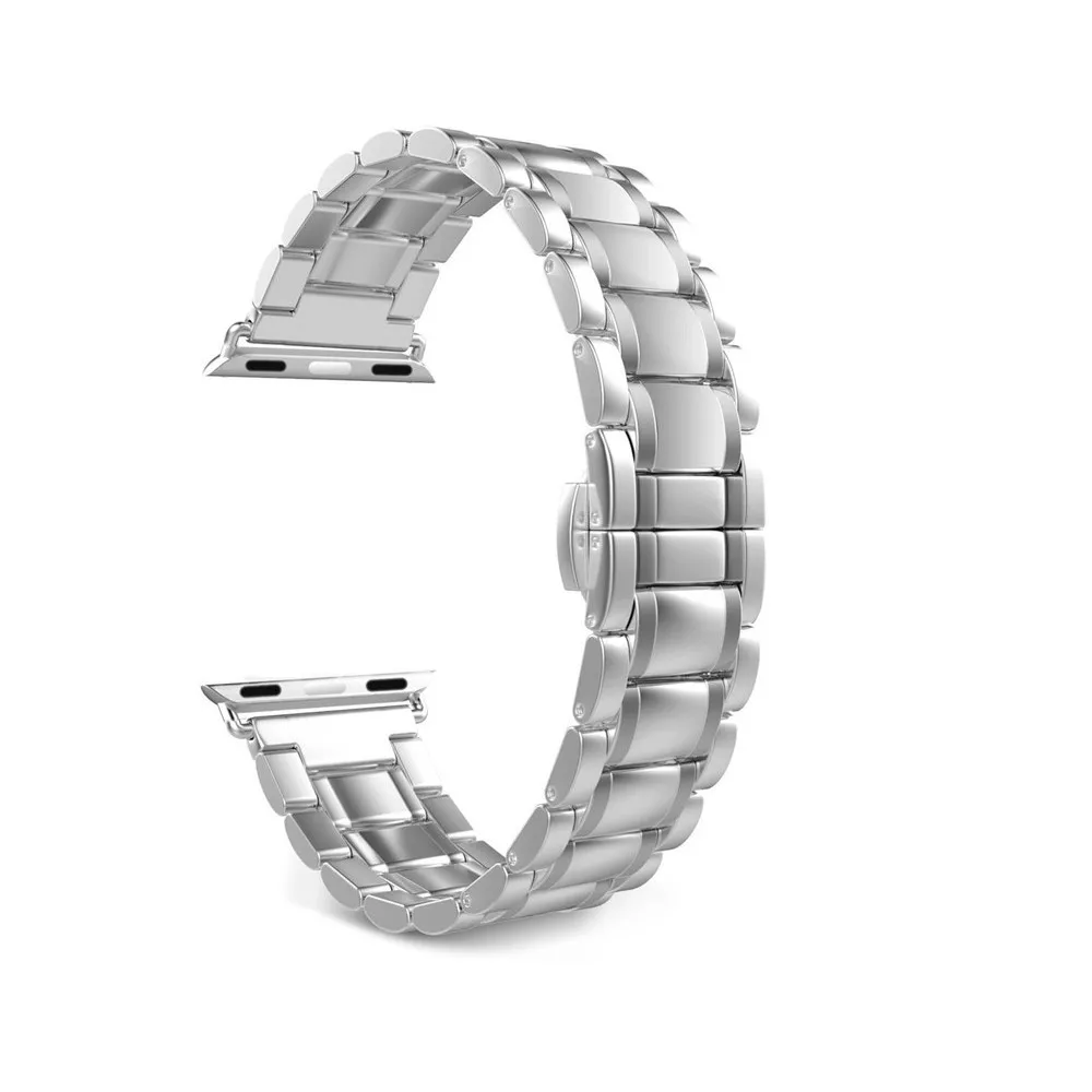 Браслет со звеньями, ремешок для Apple watch, 5 лент, Ремешки для наручных часов iWatch Seires 1, 2, 3, 4, 44 мм, 40 мм, 42 мм, 38 мм, аксессуары для браслетов - Цвет ремешка: Silver