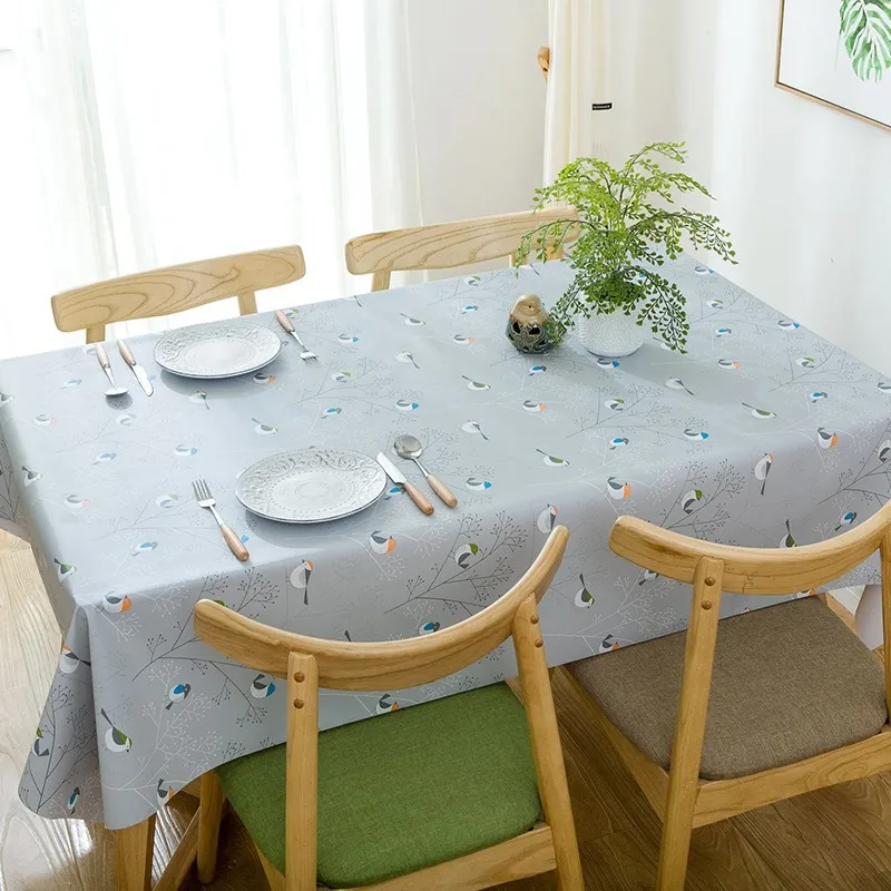Gray Bird Simanfei скатерти из ПВХ водонепроницаемые обеденные декоративные клеенка кофейный, чайный столик крышка для пикника плед прямоугольные скатерти - Цвет: Gray Bird