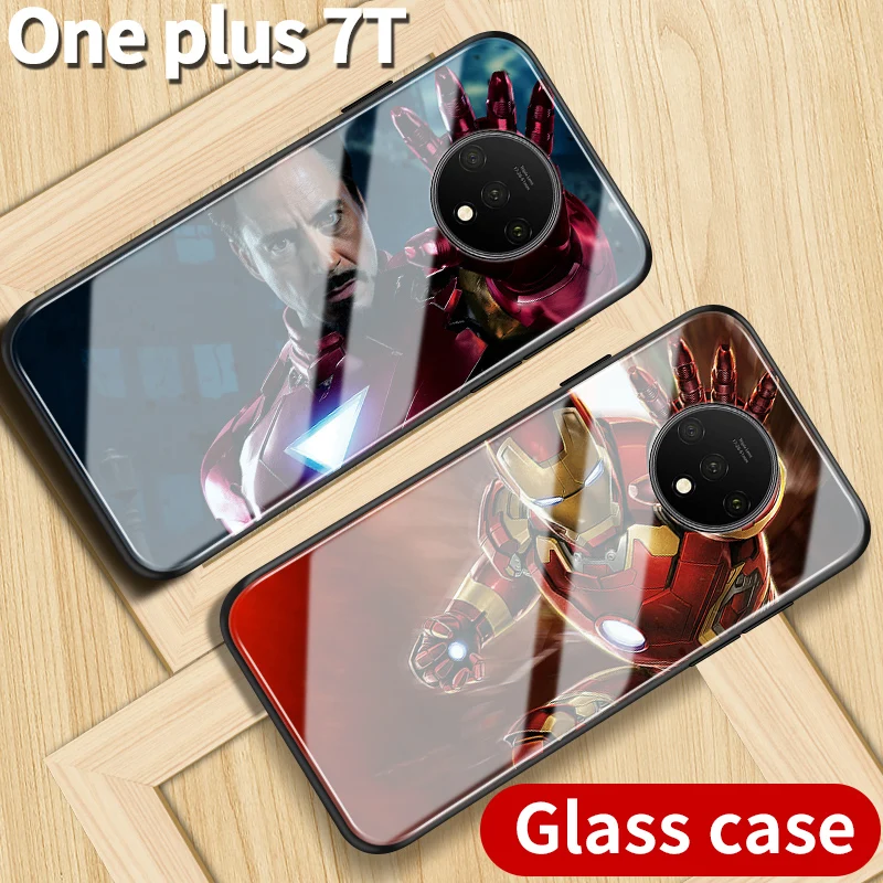 For oneplus 7t case iron man marvel superhero Oneplus glass cover support custom made DIY |
