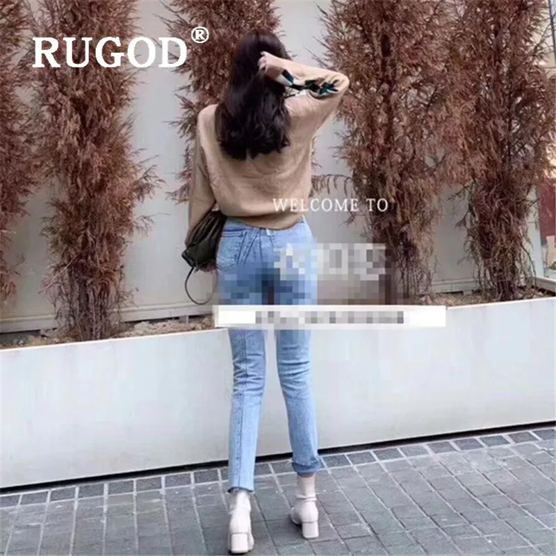 RUGOD Новое Осеннее клетчатое лоскутное вязаное пальто для женщин с v-образным вырезом свободный свитер винтажная мода femme элегантный повседневный Мягкий Топ