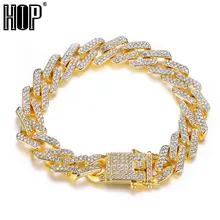 Хип хоп 13 мм Bling Iced Out полный горный хрусталь браслет геометрический AAA CZ камень кубинские цепи браслеты для мужчин ювелирные изделия