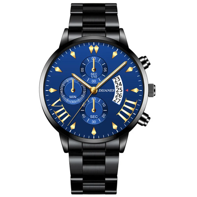 New Men Business Stainless Steel Quartz Wristwatch Fashion Mens Watches Calendar Date Clock Man Silver Bracelet Male Watch 
