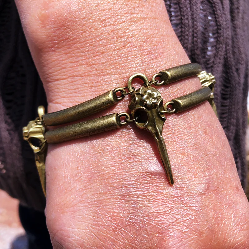Unisex Bird Skull Bracelet Mens Wristband Gothic Metal Chain Punk Biker Rock Magic bracelet | Украшения и аксессуары