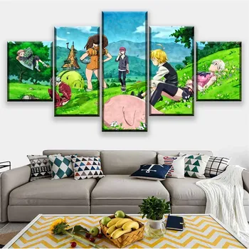 

Home Decor Modular Canvas Picture 5 Piece The Seven Deadly Sins Animation Painting Poster Home Canvas Wholesale quadro cuadros