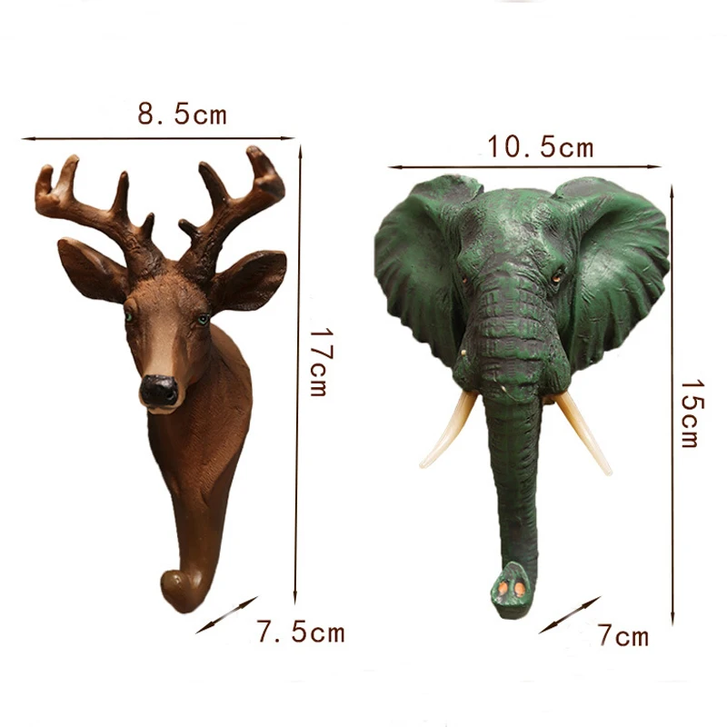 Винтажный настенный крючок-вешалка из смолы, настенный крючок для украшения дома, стерео стойка для животных