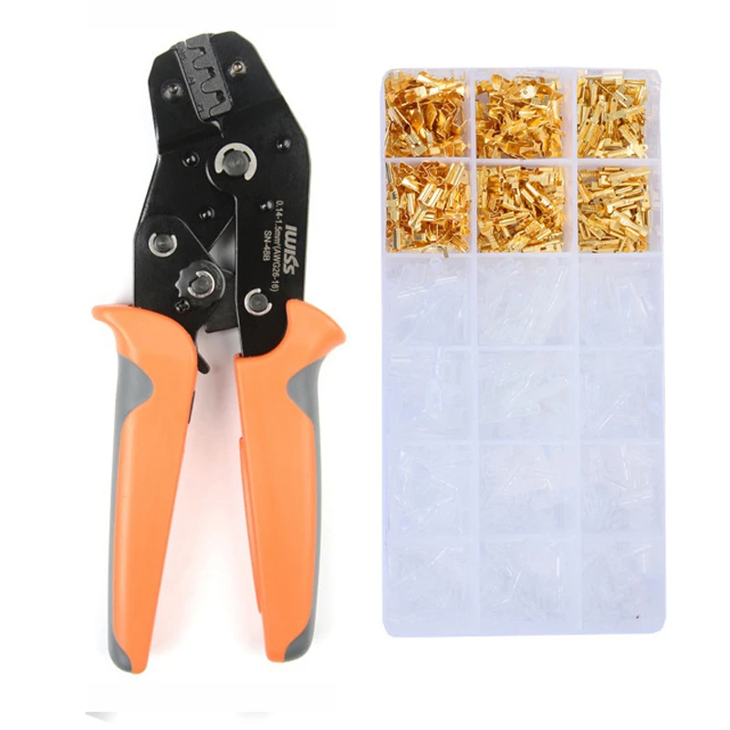 

IWS-SN-48B 270PCS/300PCS plug spring terminals 0.5-1.5mmІ crimping pliers jaw with 2.8 4.8 6.3 terminals sets IWISS tools