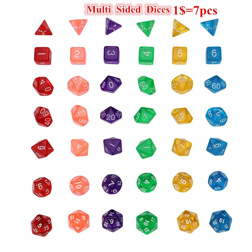 7Pcs 20 multi-faced dice sets pearl D20 multi-faced dice set TRPG entertainment game lovers resin poly freaky dice d20 30A20 (20)