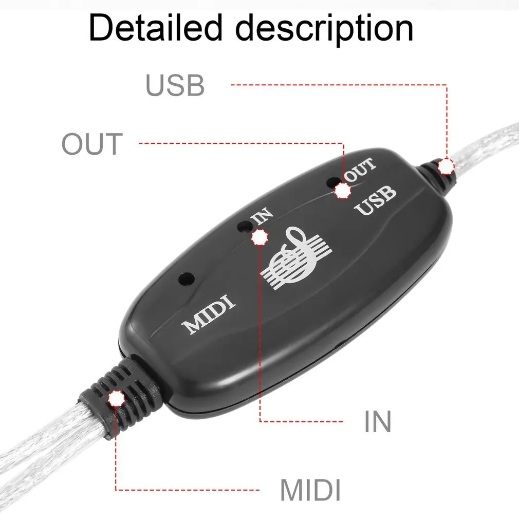 MIDI-USB Встроенный интерфейсный кабель адаптер для клавиатуры электронный барабан музыка создать конвертер ПК в музыкальную клавиатуру шнур