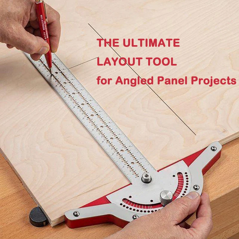 Stainless Steel Edge Gauge Metal Protractor Angle Finder Goniometer Scale Woodworking Tools Rotary Measuring Ruler 10/15/20 inch