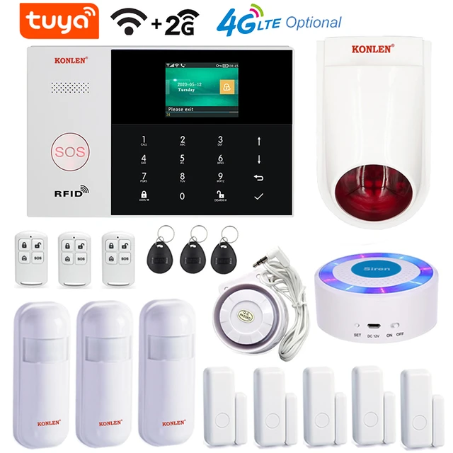 Alarma Hogar WiFi +gsm Castellano sin cuotas para casa. Facil instalación.  Asistencia telefónica en Castellano. App con Control Remoto SMS. Tuya Smart  y Smart Life. Protección Seguridad (Kit 5) : : Bricolaje